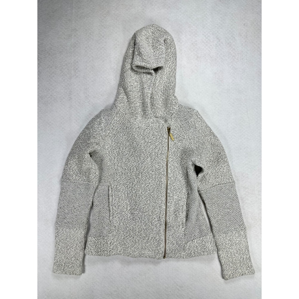 Lucky Brand Womens Grey Salt and Pepper Asymmetrical Zip Moto Hoodie Jacket S